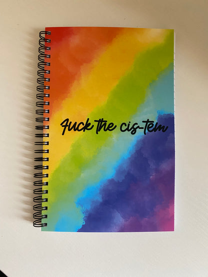 F*ck the Cis-tem Notebook, Pride Notebook, LGBTQIA Pride Stationery, Explicit Notebook, Pride Gift, Office Gift