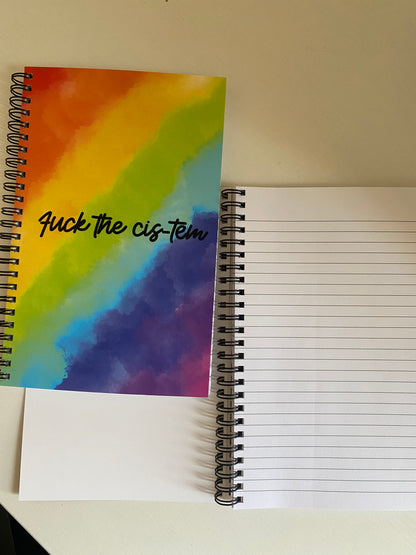 F*ck the Cis-tem Notebook, Pride Notebook, LGBTQIA Pride Stationery, Explicit Notebook, Pride Gift, Office Gift