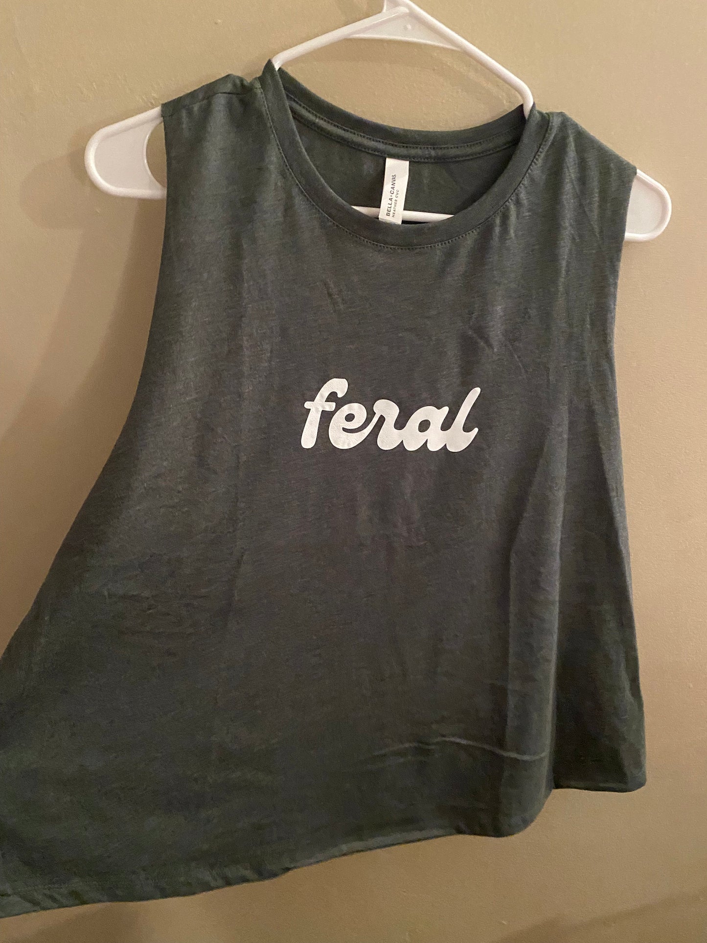 Feral Bella Tank Top, Size Medium workout tank top, Graphic Tee, Graphic Shirt, Lettered t-shirt, Funny Shirt, Funny Work out tank